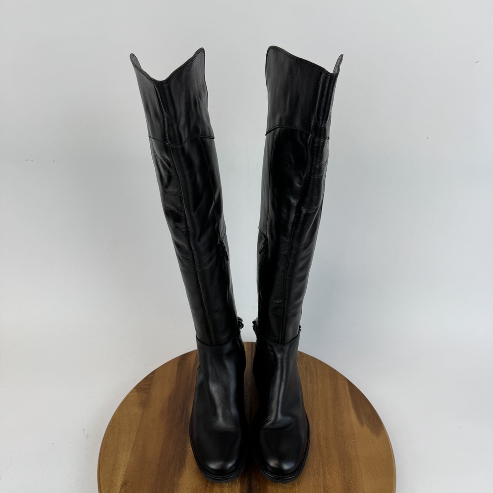 Womens Kurt Geiger London Vito Black Leather Chain Over The Knee Boots Size 8.5 - Picture 4 of 9